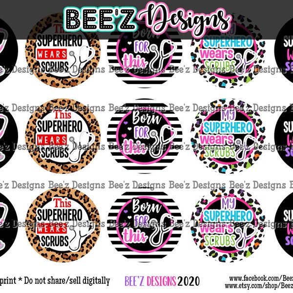 Nurse Life INSTANT DOWNLOAD 1 Inch Bottle Cap Images