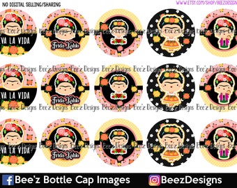 Frida- INSTANT DOWNLOAD- 1 inch Bottle Cap Images