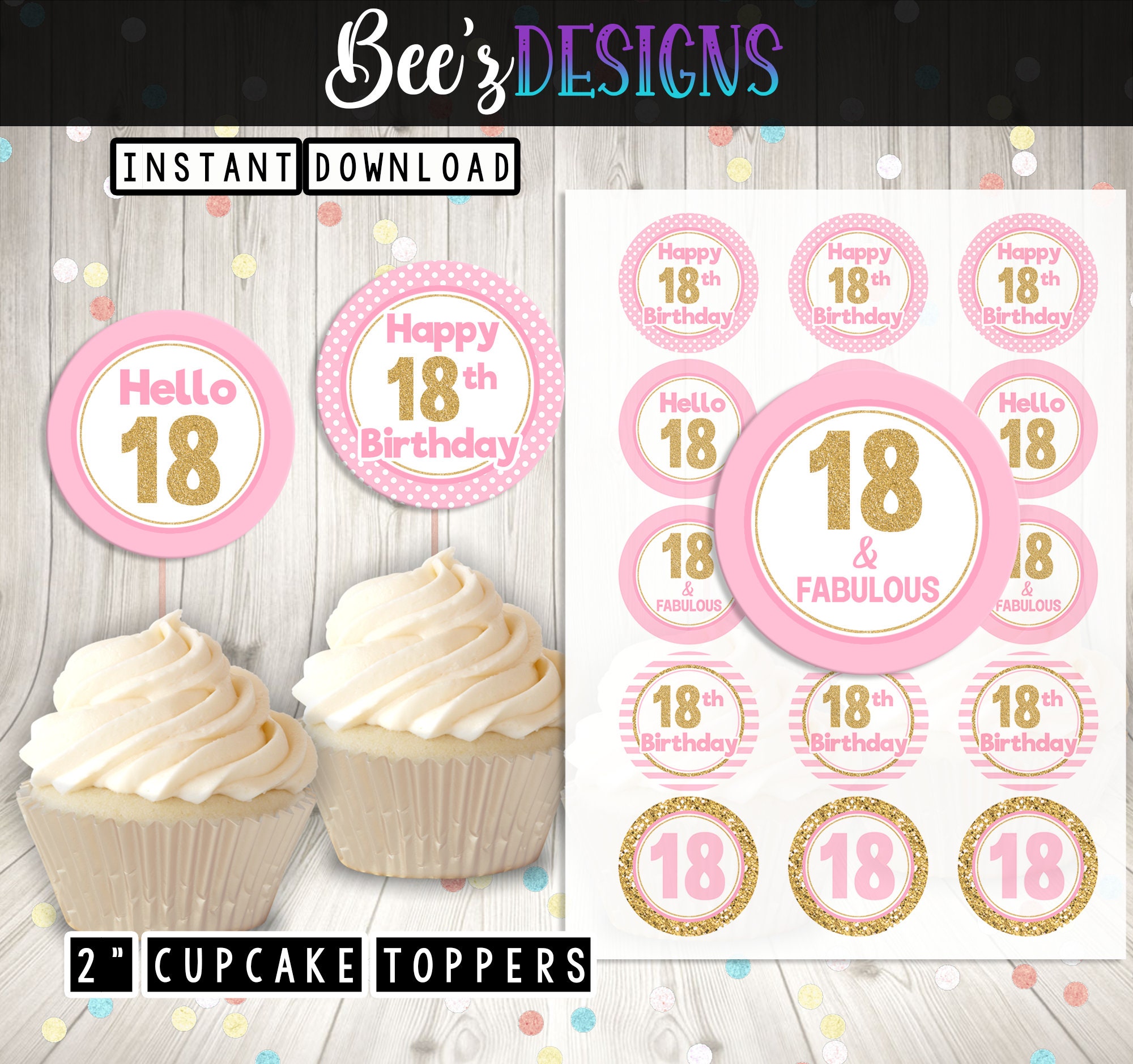 Cupcake-Topper Für Friseure & Barbers – Happy Birthday Deko, 18 Stück, Mit Glitzer