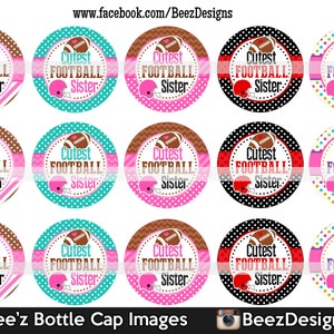 INSTANT DOWNLOAD- Cutest football sister- 1 inch Bottlecap Images- 4x6 Digital Sheet