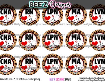 Mix Nurses Animal Print  INSTANT DOWNLOAD 1 Inch Bottle Cap Images