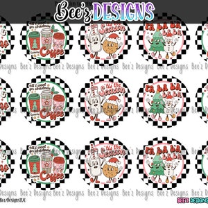 Retro Christmas INSTANT DOWNLOAD 1 Inch Bottle Cap Images