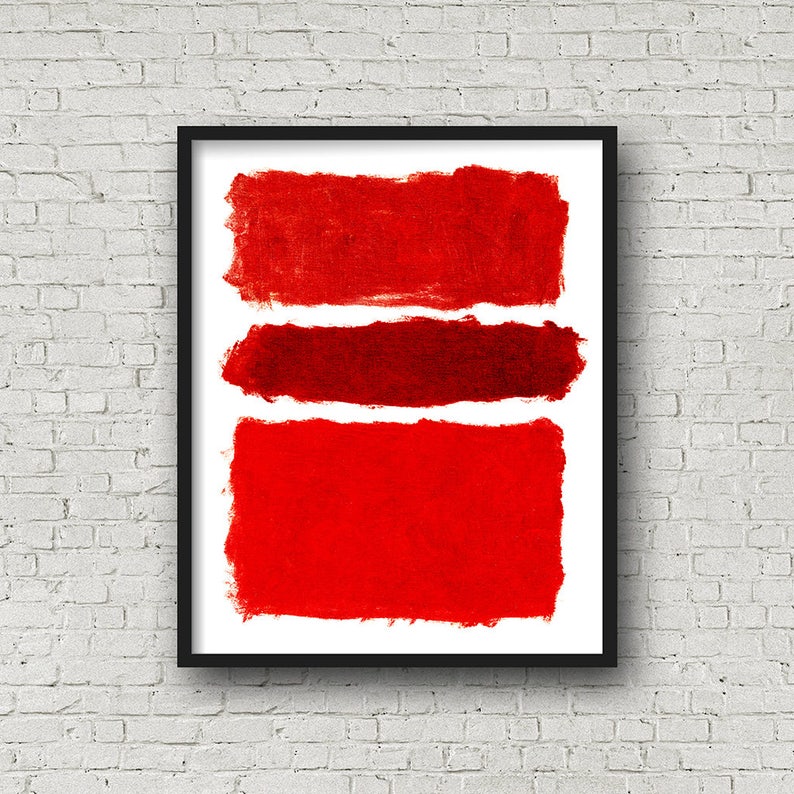 Red Modern Art Abstract Printable Wall Art Printable Red Etsy