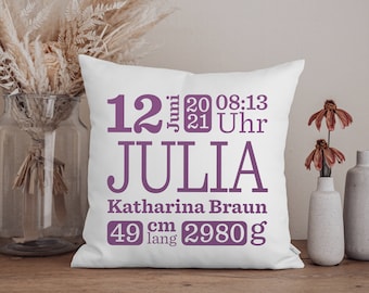 Babykissen mit Namen, Geschenk zur Geburt, Geschenkidee,  Geschenke zur Geburt, Geschenk, Namenskissen, Geburtskissen