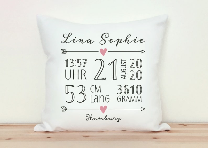 Babykissen mit Namen, Geschenk zur Geburt, Geschenkidee, Taufgeschenk, Geschenke zur Geburt, Geschenk, Namenskissen Bild 6