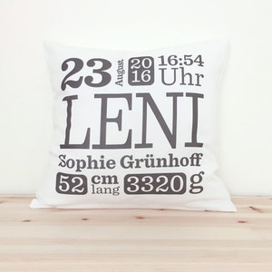 Babykissen mit Namen, Geschenk zur Geburt, Geschenkidee, Geschenke zur Geburt, Geschenk, Namenskissen, Geburtskissen Bild 8