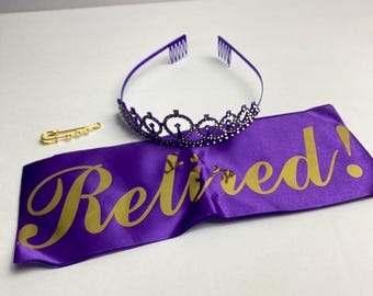Purple Retirement Tiara and Sash Set