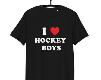 T-shirt unisexe en coton biologique I Love Hockey Boys