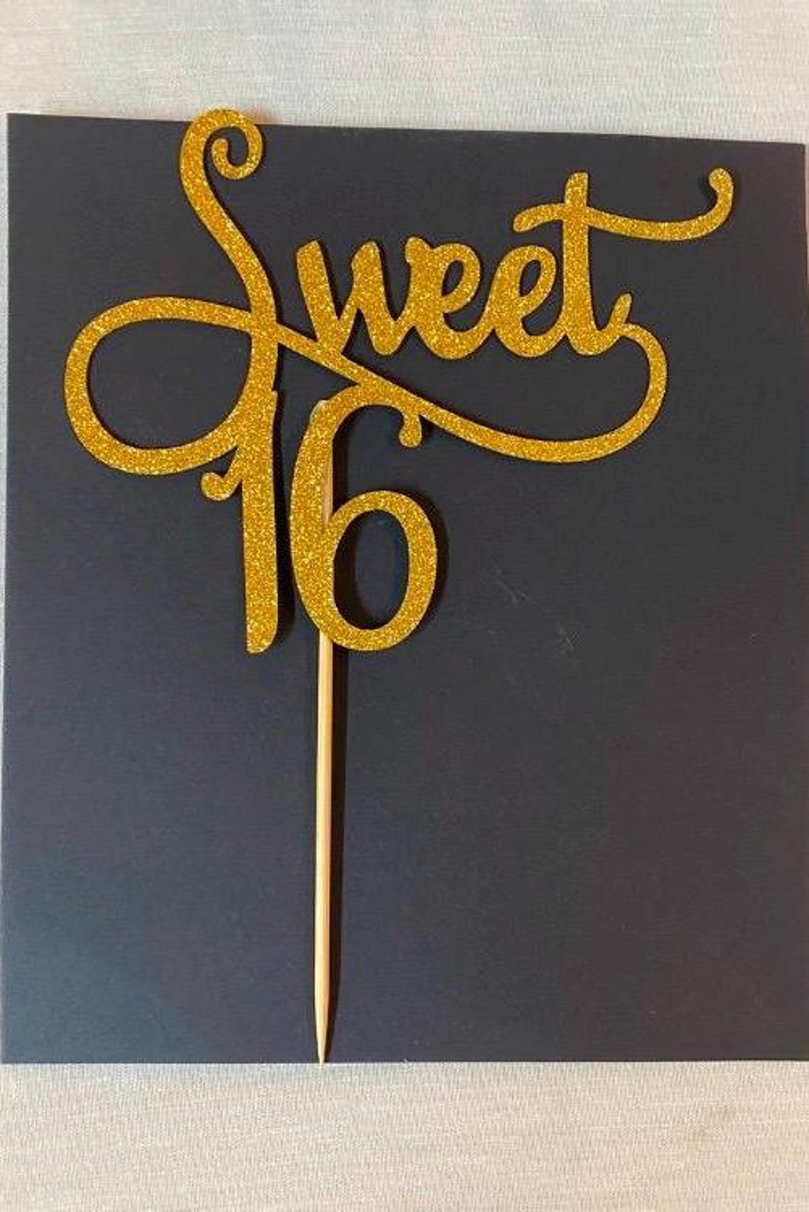 Sweet 16 Birthday Caketopper, Cardstock Glitter Topper - Etsy