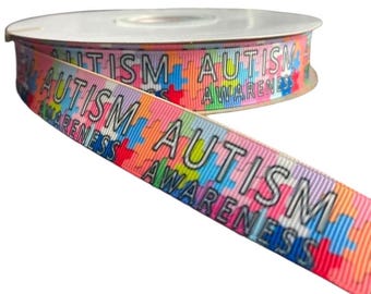 Autism Awareness Grosgrain Ribbon: 7/8" DIY Craft Supply