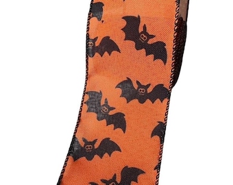 Halloween-fladdermus-grosgrain-trådband: 6,5 cm gör-det-själv-material, rulle på 6 yards