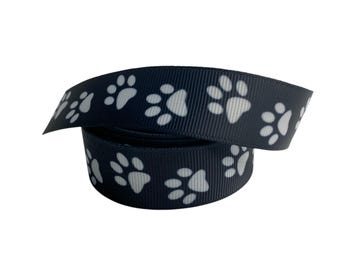 Paw Print Grosgrain Ribbon: 7/8" DIY Craft Supply