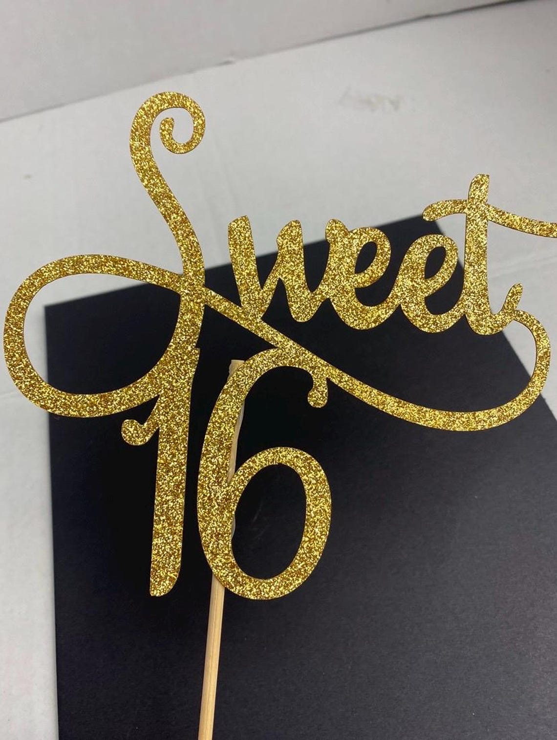 Sweet 16 Birthday Caketopper, Cardstock Glitter Topper - Etsy