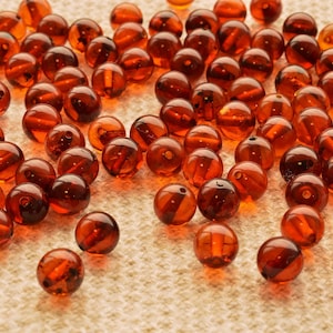 Natürliche baltische Bernsteinperlen gerundet 6 mm. 5-100 Stück polierte Cognac Bernstein Edelstein Bernstein Perlen