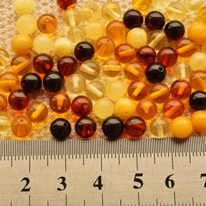 Natural Baltic Amber Beads round 6 mm. 5-100 Pcs Polished Mixed color Amber Stone Gemstone Bernstein Perlen