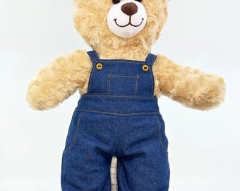 Lot 2 Tenues Ourson - Salopette & Pull - Pour Peluches 30cm - Jeu Créatif Enfant - Déguisement Poupée