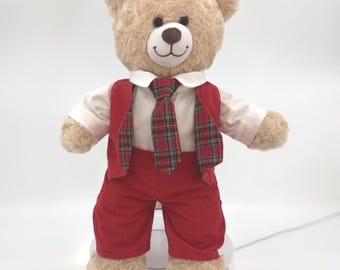 Teddy Bear Red Corduroy Vest, Pants, Shirt and Tie,   Fits 16 inch BAB
