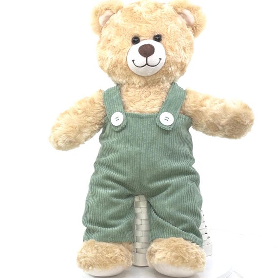 Teddy Bear Clothes: Green Corduroy Overalls (Fits 15-18 inch Bears)