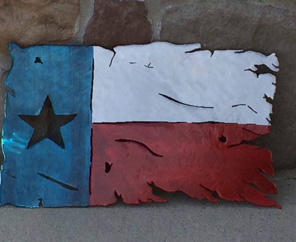 12 Tattered Texas Flag Metal Art Small Texas Flag Home Etsy