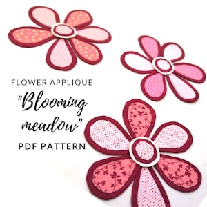 Flower Applique digital pattern from Blooming Meadow quilt. Sew on for quilts, clothes.DIY Blumen Applikationsdesign, Magic Little Dreams