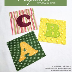 Alphabet applique outlines, letter template, instant download PDF letter applique pattern image 1