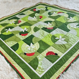 Whimsical Ladybug Baby Quilt Pattern – Appliqué PDF – Cute Nursery Blanket for Girls – Instant Download