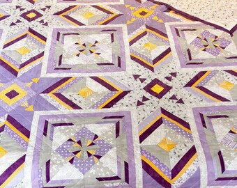 Modello per trapunta a mosaico: disegno "More Than Words" con tecnica paper pieced (download digitale)