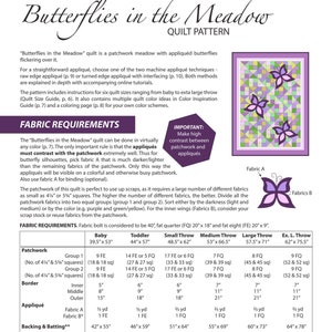 Baby girl quilt pattern digital PDF, purple patchwork & whimsical butterflies. Fat Quarters. Butterflies in the meadow. image 6