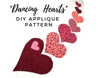 Digital heart applique pattern, for clothing, quilts, blankets, DIY appliques, Applikationsdesign, Dancing Hearts from Magic Little Dreams