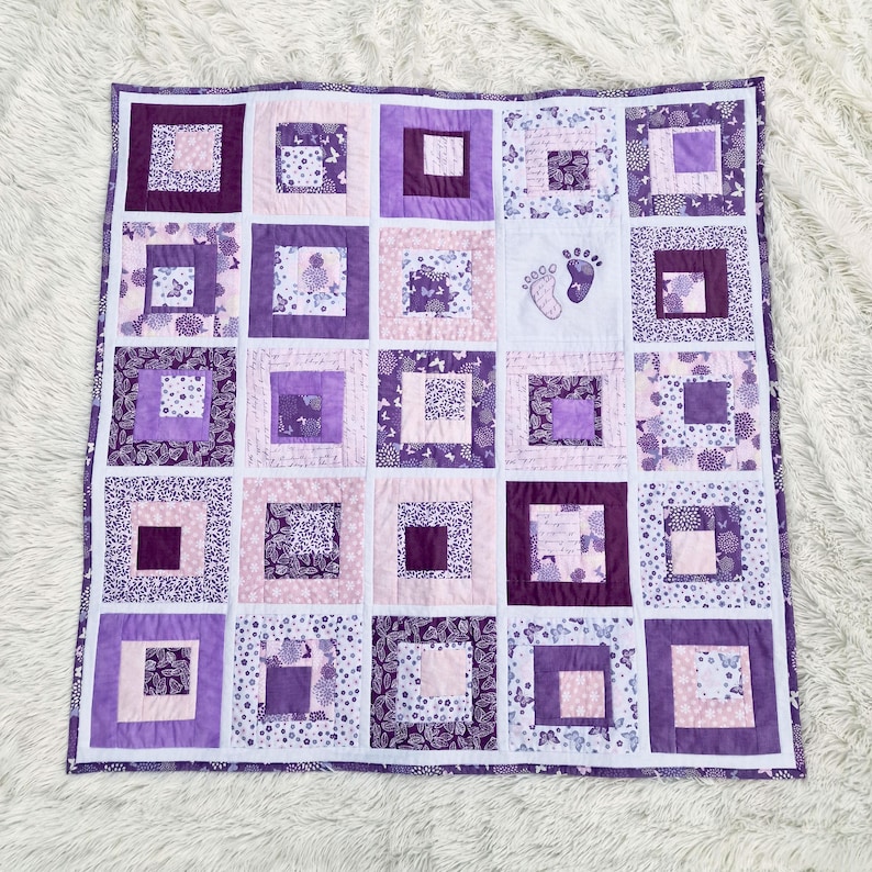 Beginner-friendly Baby Quilt Pattern PDF – “small Steps” Pink & Purple ...
