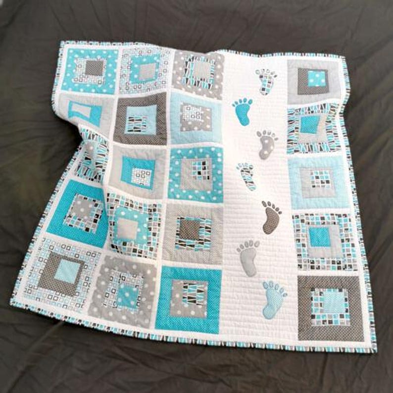 Easy Baby Boy Quilt Pattern – Small Steps Patchwork Quilt With ...