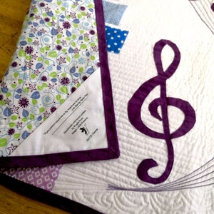 Sound of Music a modern applique quilt pattern for Music lovers. With Music key and note applique. From a baby to a king size quilt. image 8