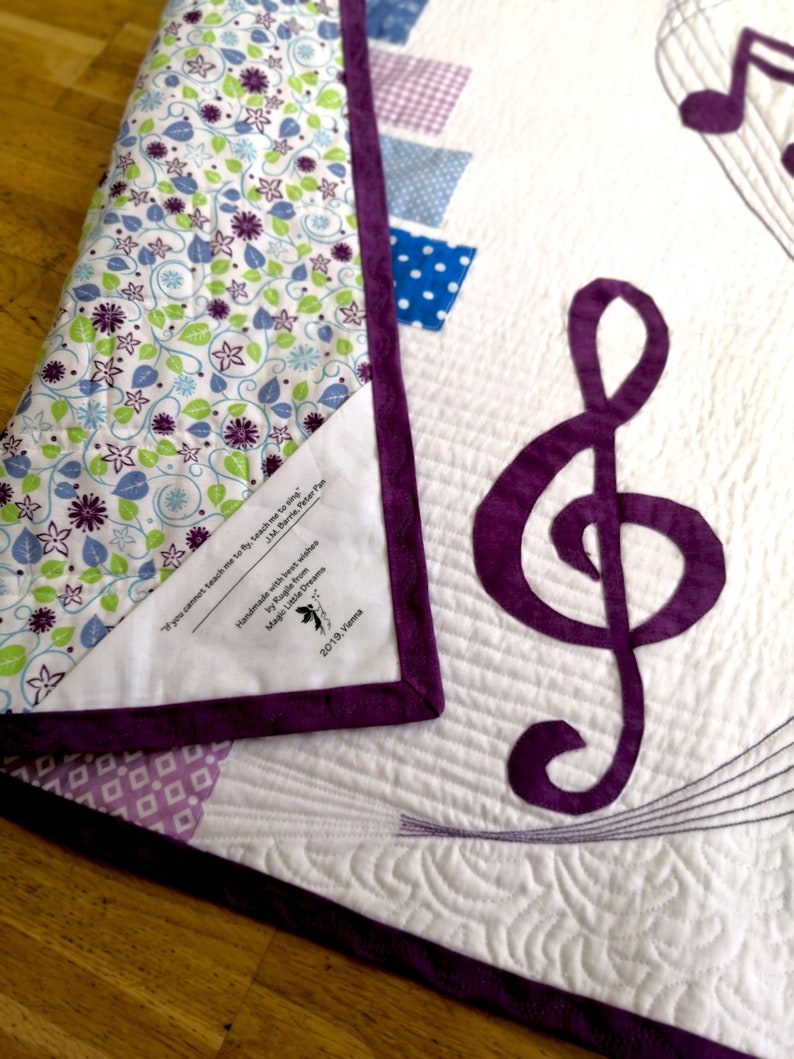 Sound of Music a modern applique quilt pattern for Music lovers. With Music key and note applique. From a baby to a king size quilt. image 8