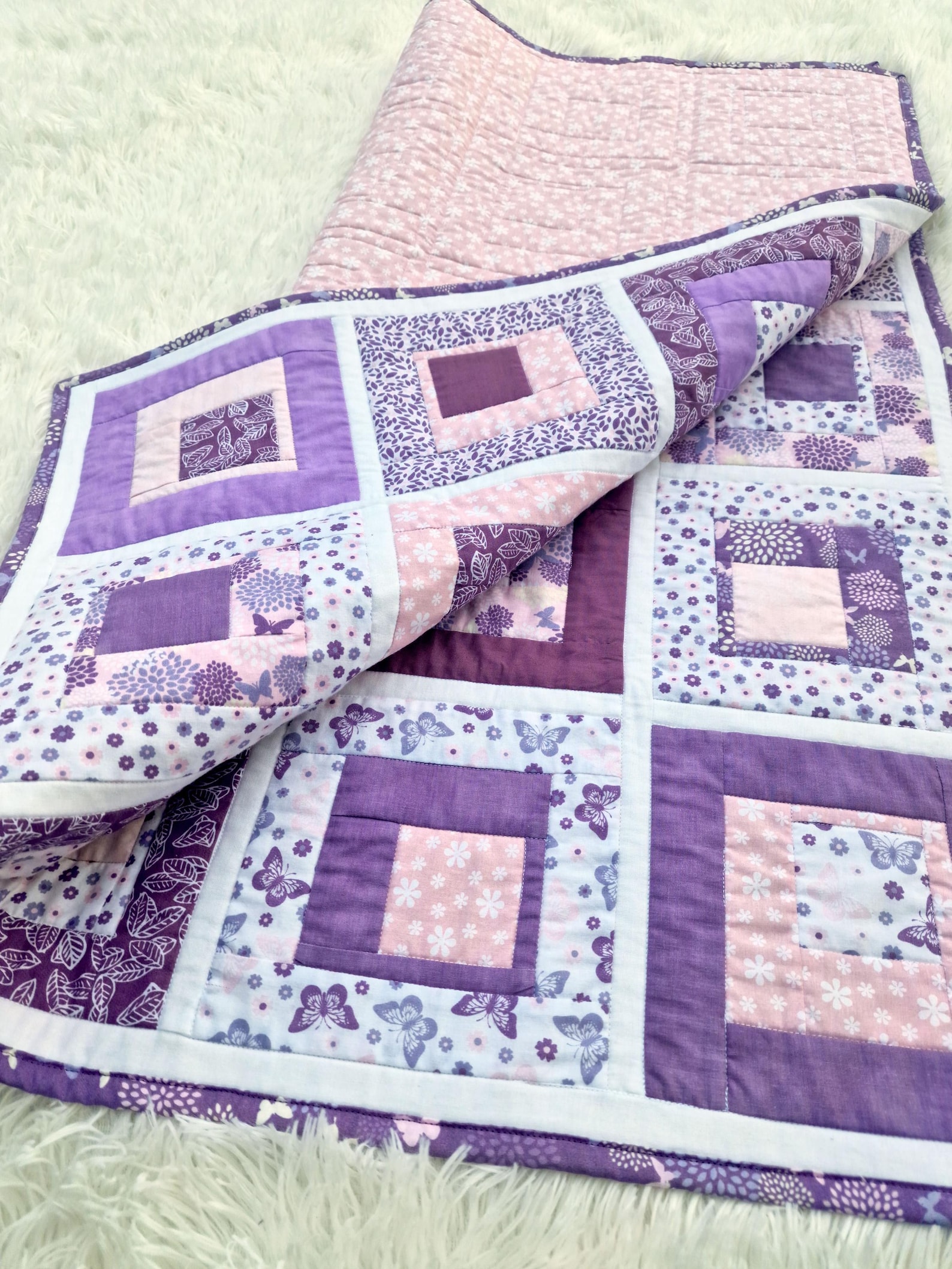 Beginner-friendly Baby Quilt Pattern PDF – “small Steps” Pink & Purple ...