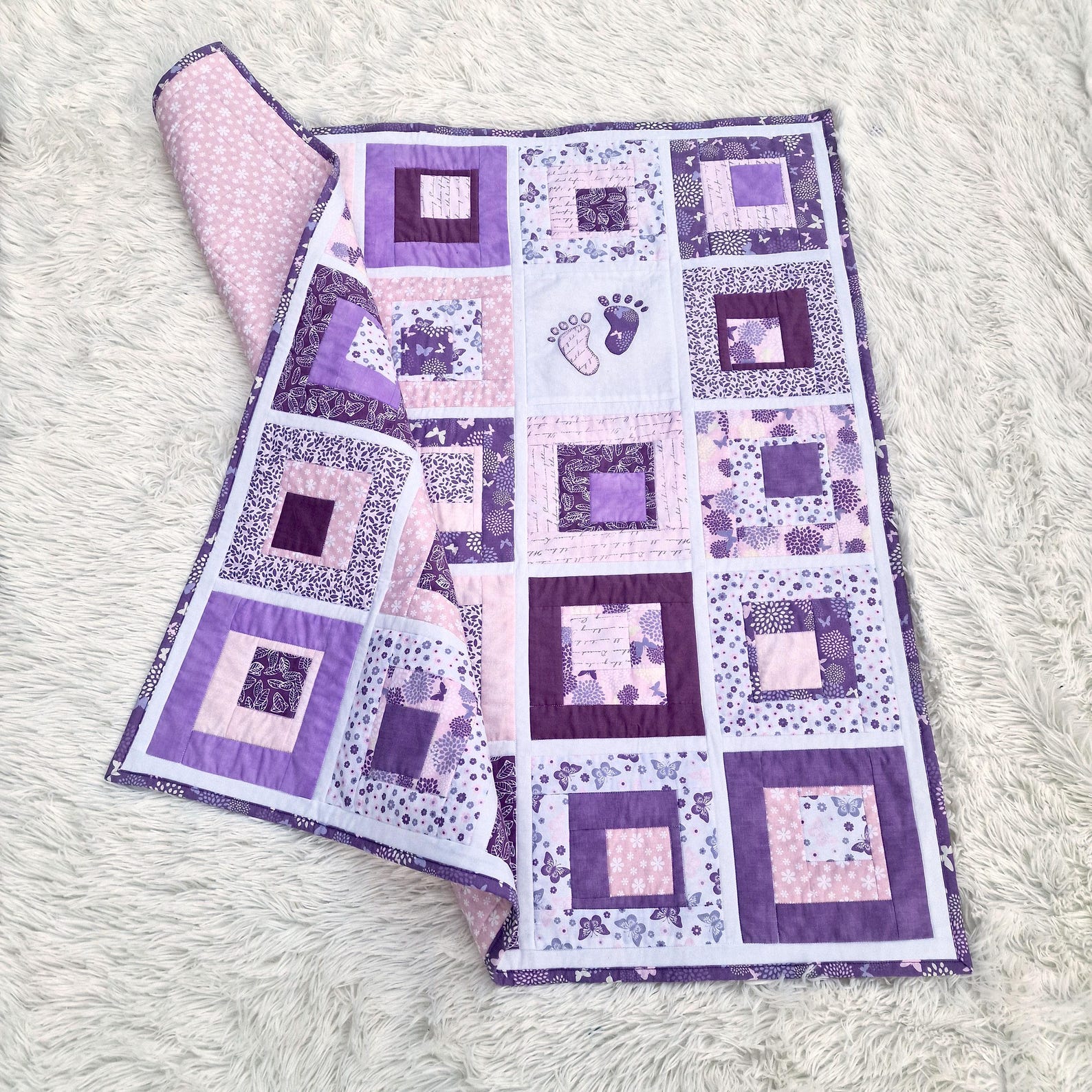 Beginner-friendly Baby Quilt Pattern PDF – “small Steps” Pink & Purple ...