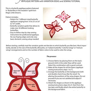Butterfly applique, digital PDF pattern, Applikationsdesign, DIY applique tutorial, Butterfly design variations, Sew on applique, Love image 3