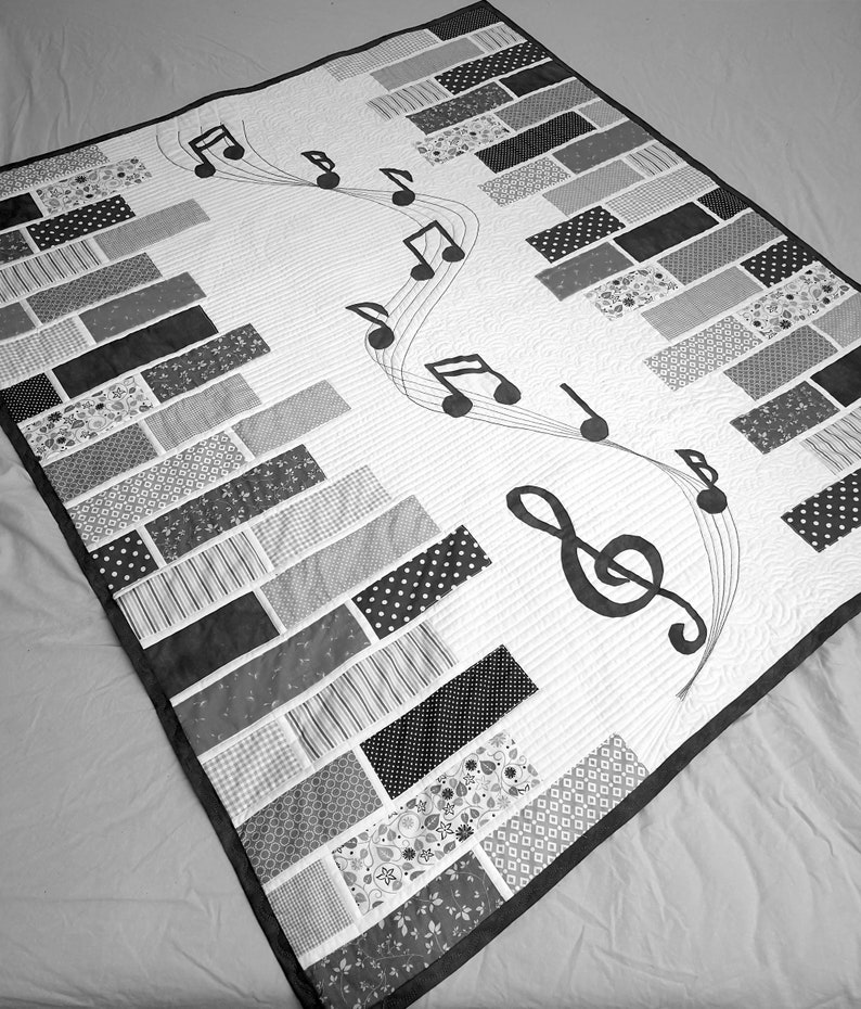 Sound of Music a modern applique quilt pattern for Music lovers. With Music key and note applique. From a baby to a king size quilt. image 9