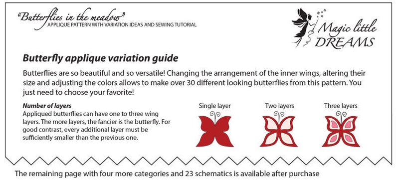 Butterfly applique, digital PDF pattern, Applikationsdesign, DIY applique tutorial, Butterfly design variations, Sew on applique, Love image 5