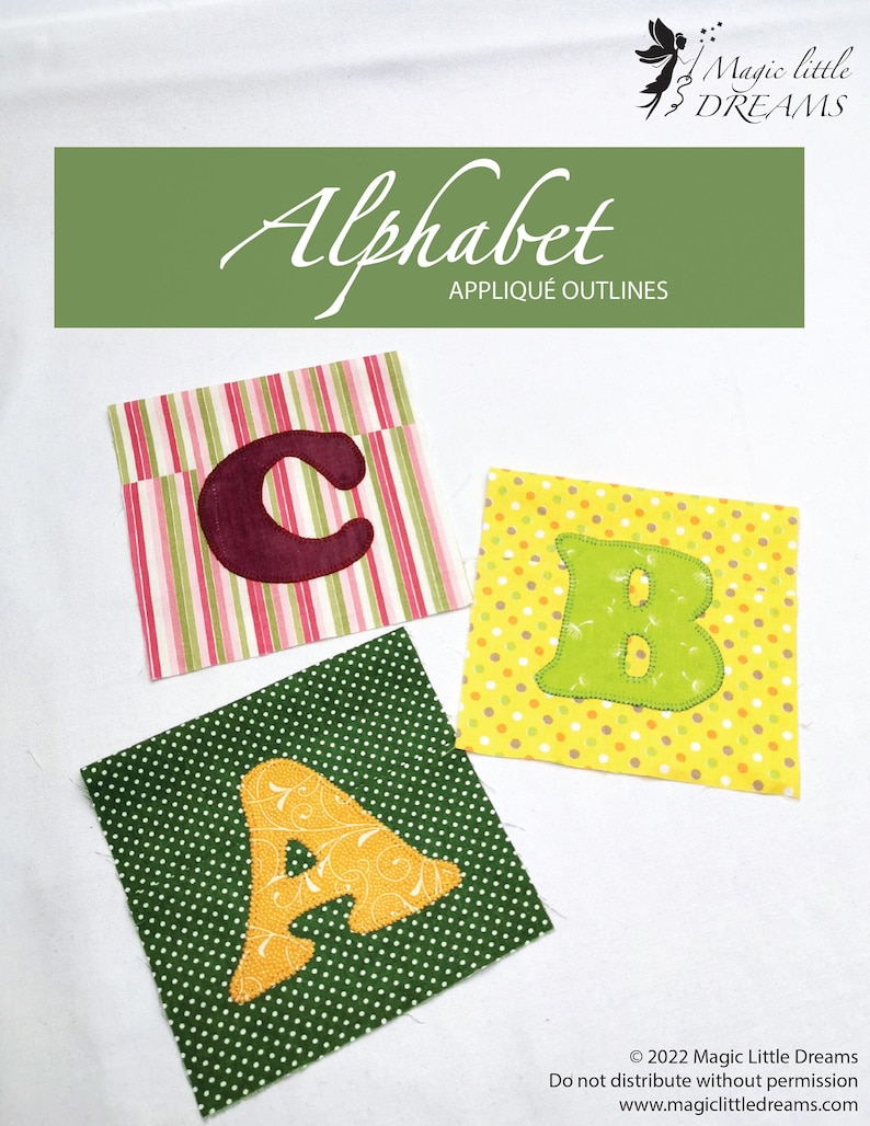 Alphabet applique outlines, letter template, instant download PDF letter applique pattern image 1