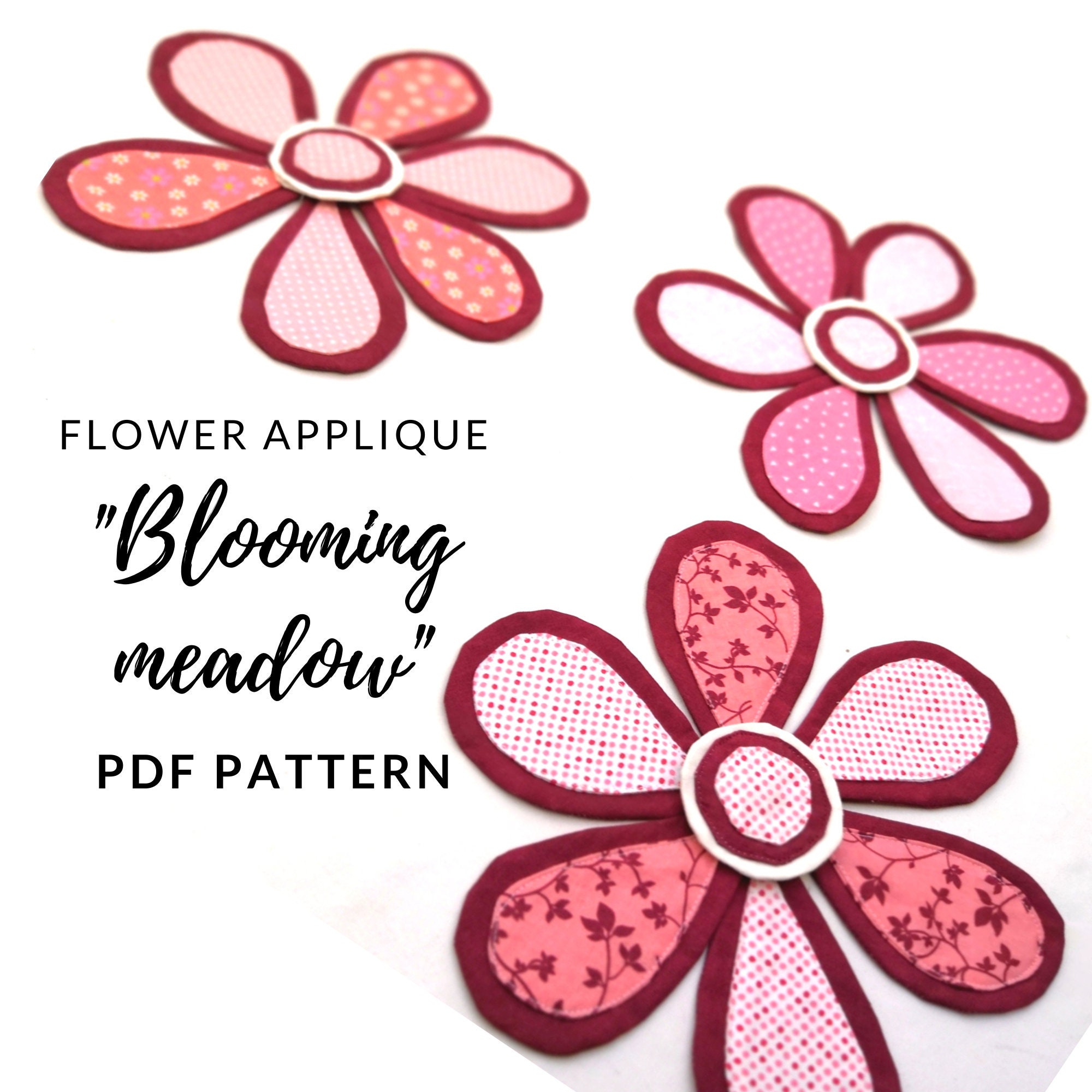 Flower Applique Digital Pattern From Blooming Meadow Quilt. Sew on
