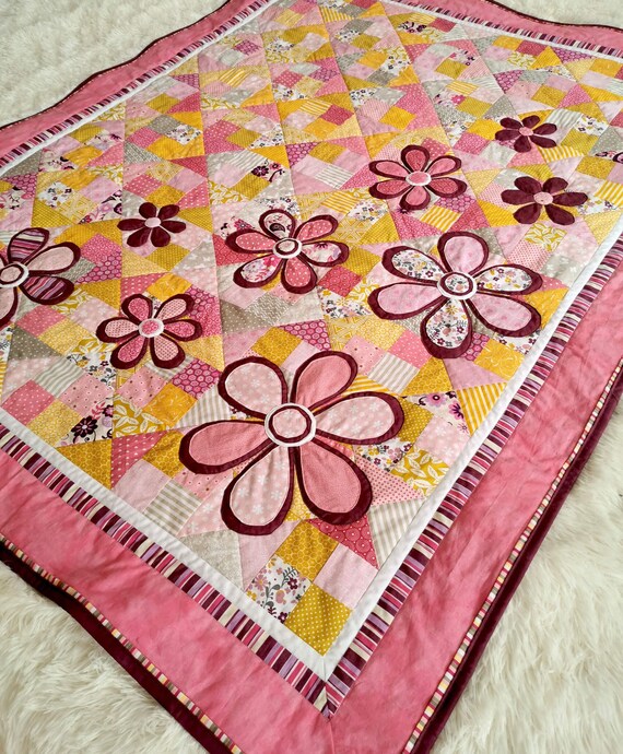 Flower Quilt Pattern Blooming Meadow a Fresh Modern and Etsy