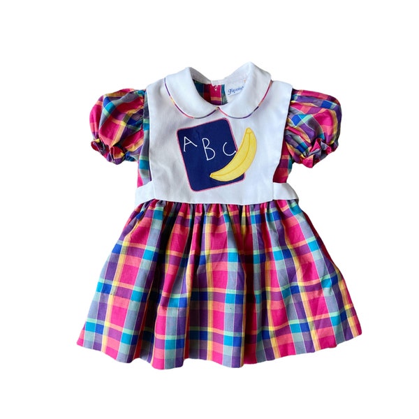 80s Vintage School Girl Dress ABC Banana by Fayette | Baby Girl Vintage Dress, BTS, Birthday Dress