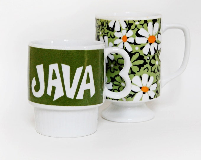 Retro Coffee Mugs Vintage Stacking JAVA Mug Retro Flower Etsy