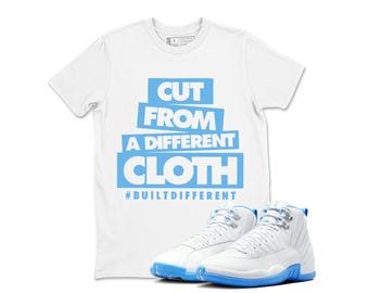 12s White and University Blue T Shirt Match CLOTH T-Shirts, Sneakers 12s White and University Blue, Jordan 12 Outfit, Men's Streetwear Shirt