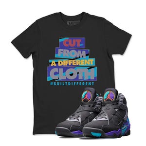 Jordan 8 Aqua Black T Shirt Match CLOTH , Sneaker Label Jordan 8 Aqua Sneaker Matching T Shirt, Shirt To Match Jordan Retro Aqua 8s