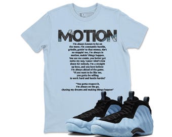 Foamposite Psychic Blue Black Air One T Shirt Match MOTION, Sneaker Tees, Unisex Sneaker Shirts To Match Jordans Foamposite One Psychic Blue