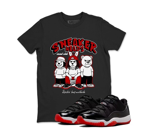 Sneakerheads Social Club Sneaker Tees Air Jordan 11 Bred, Sneaker Match  T-Shirt Jordan 11 Outfit Men's Streetwear Shirt