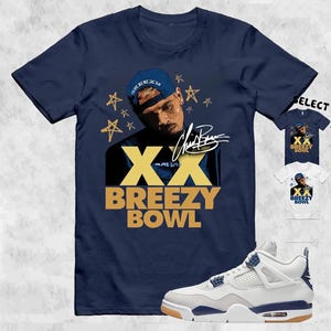 Shirt To Match AJ 4 SB Navy Sneaker Matching Tee Breezy Bowl XX Vintage T-Shirt, Shirt To Match Sneaker, Sneaker Match, Best Gift, Present