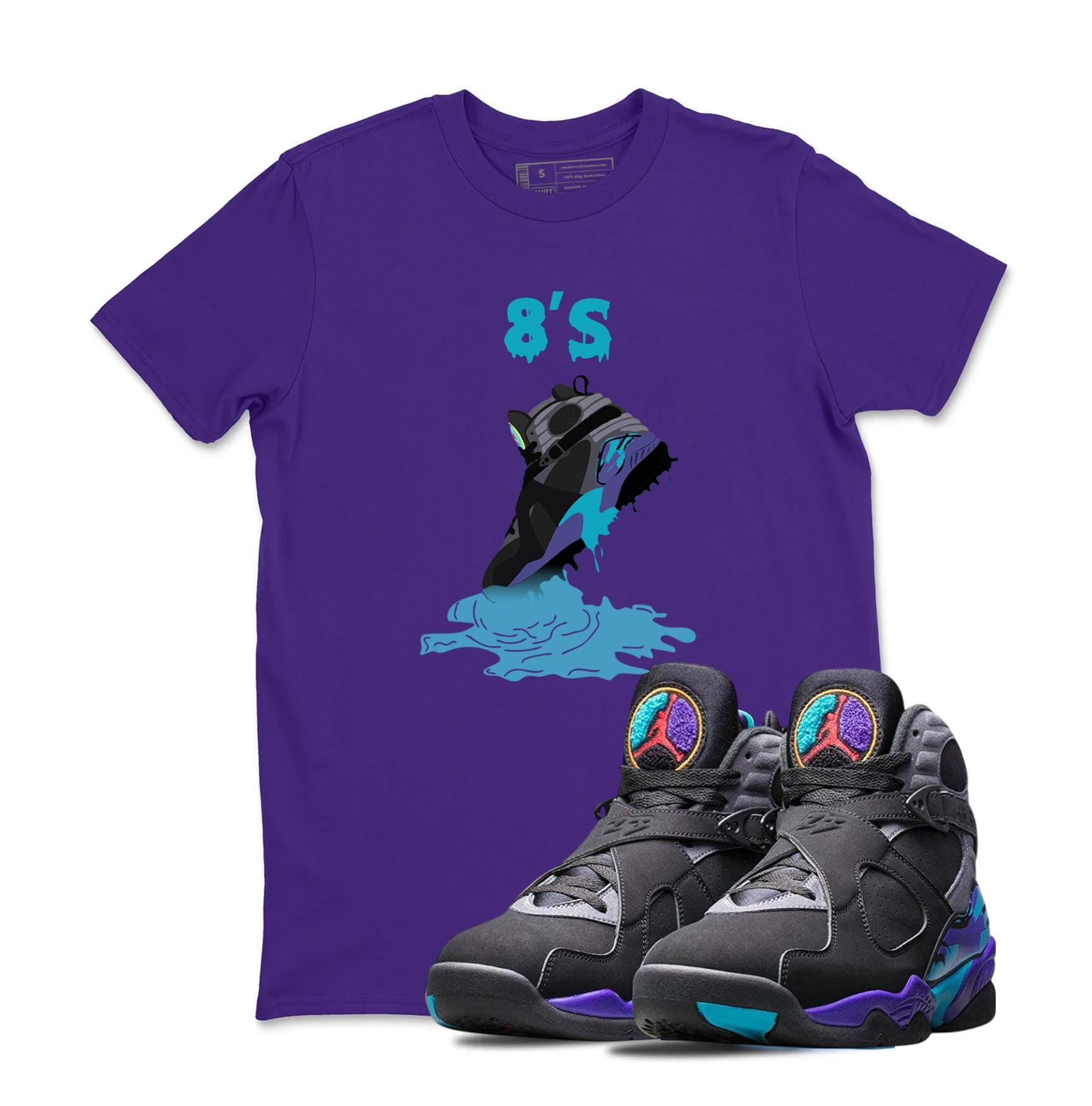 Jordan 8 Aqua Black T Shirt Match Shoe Dripping, Sneaker
