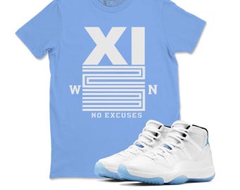 Shirt To Match 11 Retro Legend Blue White BlacK - Air Sneaker Tees, Jordan 11 Legend Blue Columbia Custom Unisex T-Shirt